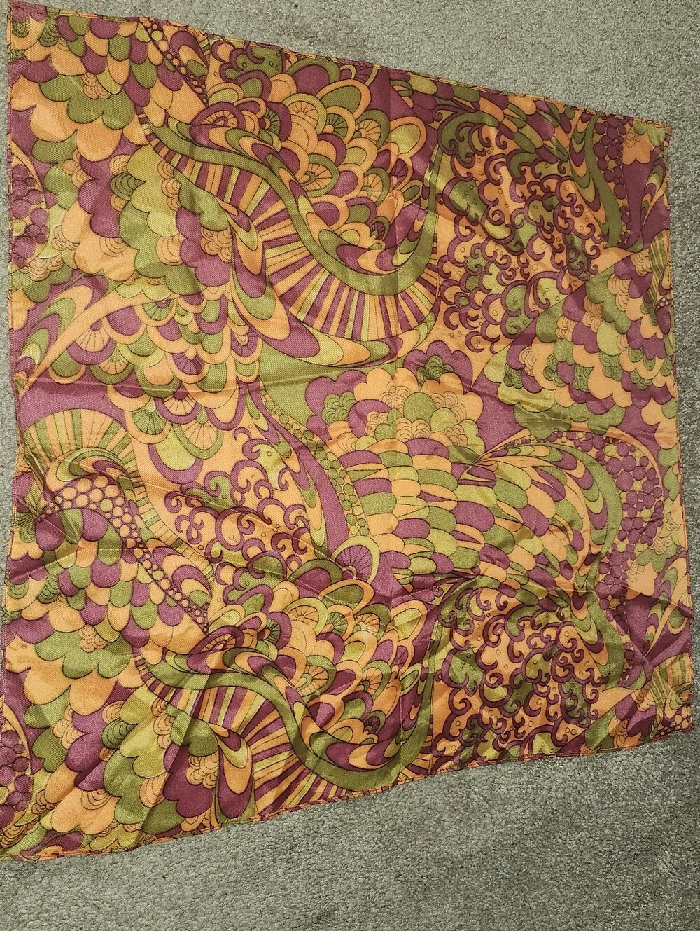 Vintage Mod Psychedelic Scarf Purple Orange Green